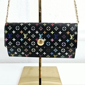 Louis Vuitton Black Monogram Multicolore Long Sarah Wallet